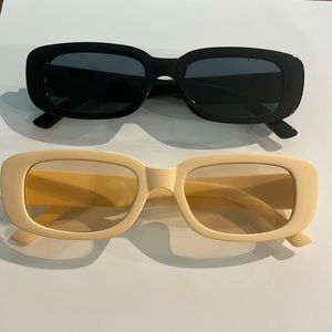 Set of 2 Retro Small Frame Rectangle Sunglasses
